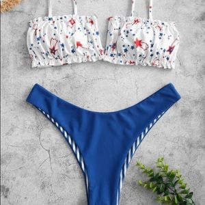American Flag V-wired Reversible Bikini Swimwear